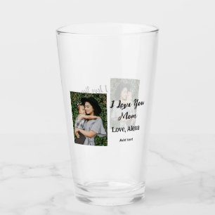 I love you mum mother's day elegant add photo text glass