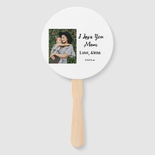 I love you mum mother's day elegant add photo text hand fan