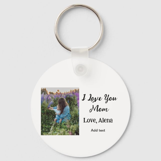 I love you mum mother's day elegant add photo text key ring (Front)
