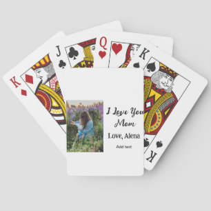 I love you mum mother's day elegant add photo text playing cards