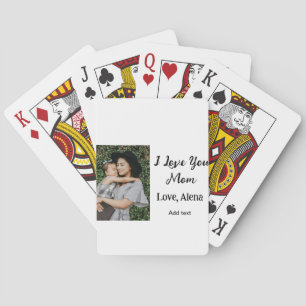I love you mum mother's day elegant add photo text playing cards