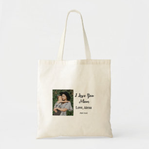 I love you mum mother's day elegant add photo text tote bag