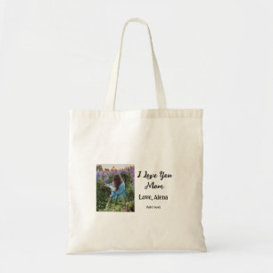 I love you mum mother's day elegant add photo text tote bag