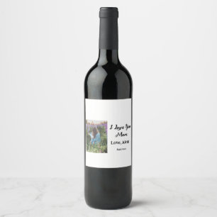 I love you mum mother's day elegant add photo text wine label