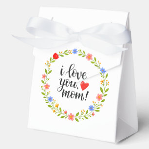 I Love You Mum Mother's Day Floral Calligraphy Favour Box