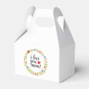 I Love You Mum Mother's Day Floral Calligraphy Favour Box