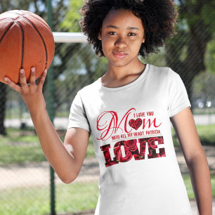 I Love You Mum Name Floral Modern Mothers Day Kids T-Shirt