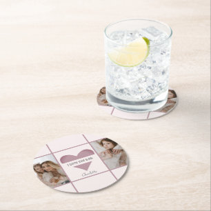 'I Love You Mum' Personalised Paper Coaster