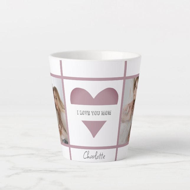 'I Love You Mum' Personalised Photos Latte Mug (Front)