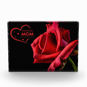 I Love You Mum Red Rose Photo Block