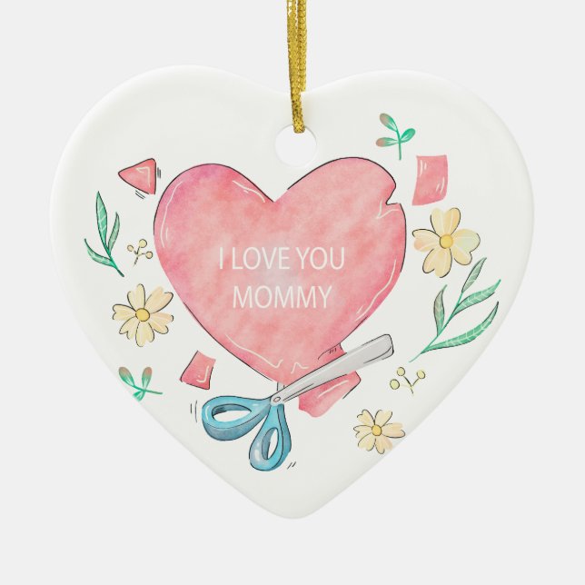 i love you mummy ceramic tree decoration (Front)