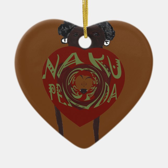 I love You! Nakupenda Sana Ceramic Tree Decoration (Front)