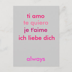 I love you ... no matter what language postcard