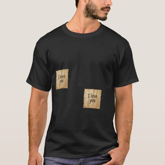 "I Love You" Notes Minimalist Black T-Shir T-Shirt (Front)