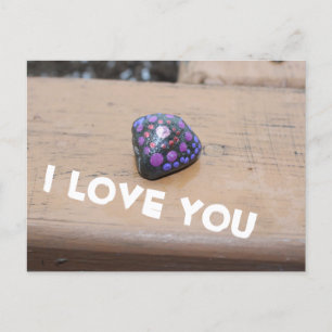 I Love You Painted Dotted Rock Postcard