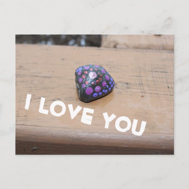 I Love You Painted Dotted Rock Postcard (Front)