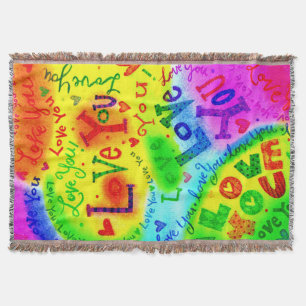 I LOVE YOU Painting Throw Blanket