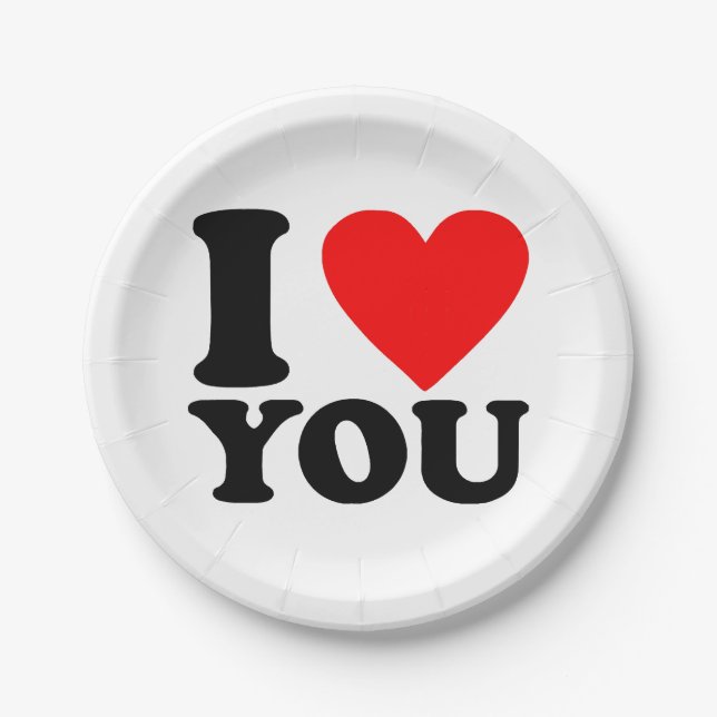 I Love You Paper Plate (Front)