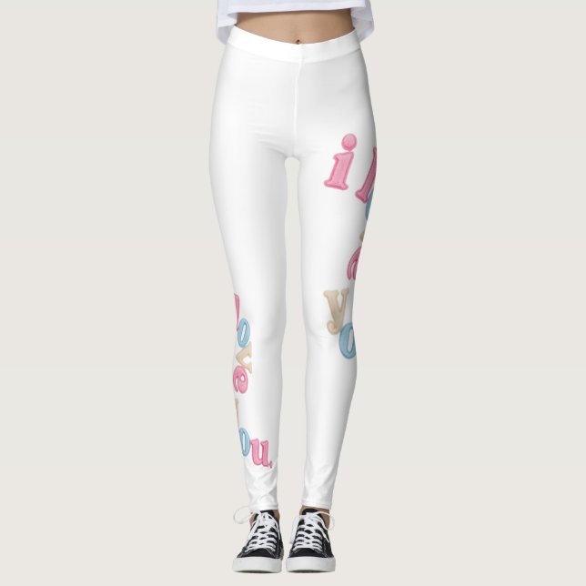 "i love you" Patch Art Leggings | Aesthetic Print (Front)