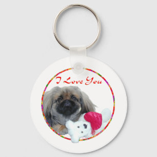 I Love You Pekingese Pup Key Ring