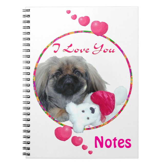 I Love You Pekingese Pup Spiral Notebook (Front)