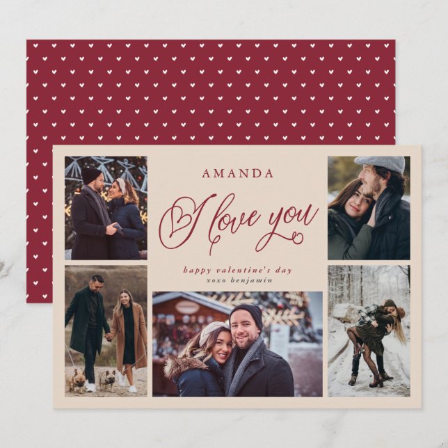 I Love You Photo Collage Valentine's Day Holiday Card (Front/Back)