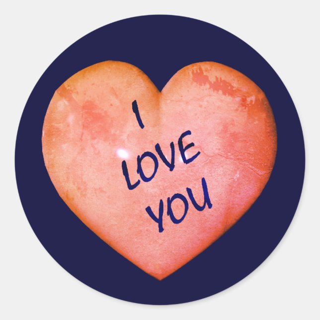 I Love You Pink Heart  Classic Round Sticker (Front)