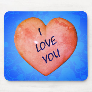 I Love You Pink Heart Mouse Pad