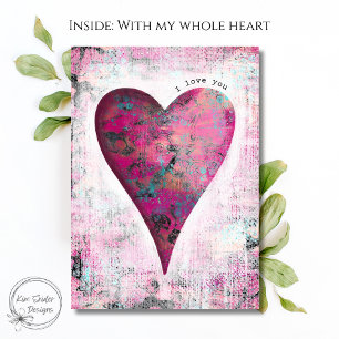 "I Love You" Pink Heart Painting Card