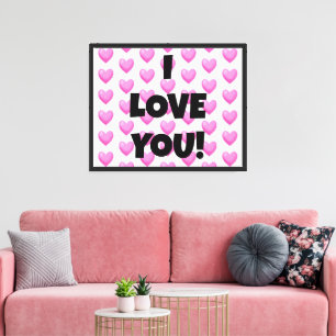 I Love You Pink Hearts Canvas Print