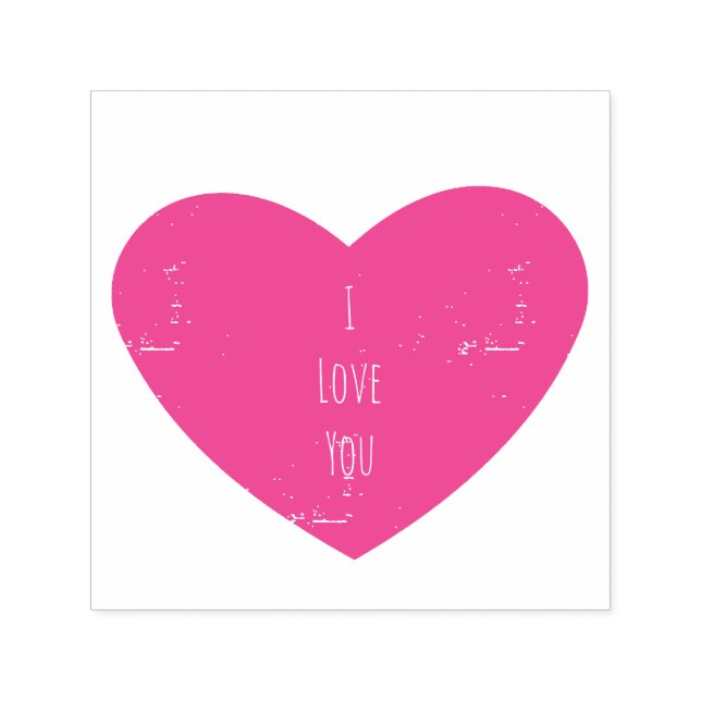 I love you pink personalised heart self-inking stamp (Design)