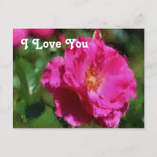 I Love You Pink Rose Postcard