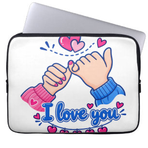 I Love You Pinky Promise Cute Hearts Laptop Sleeve