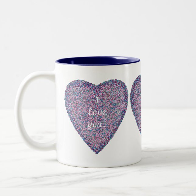 I love you, Pointillism Heart Custom Mugs (Left)
