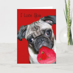 I Love You pug greeting card