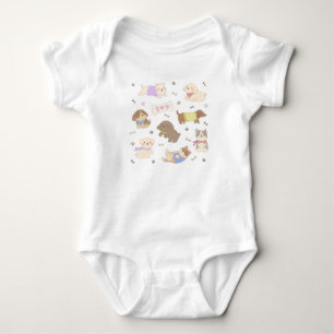 I Love You Puppies Illustration Baby Bodysuit