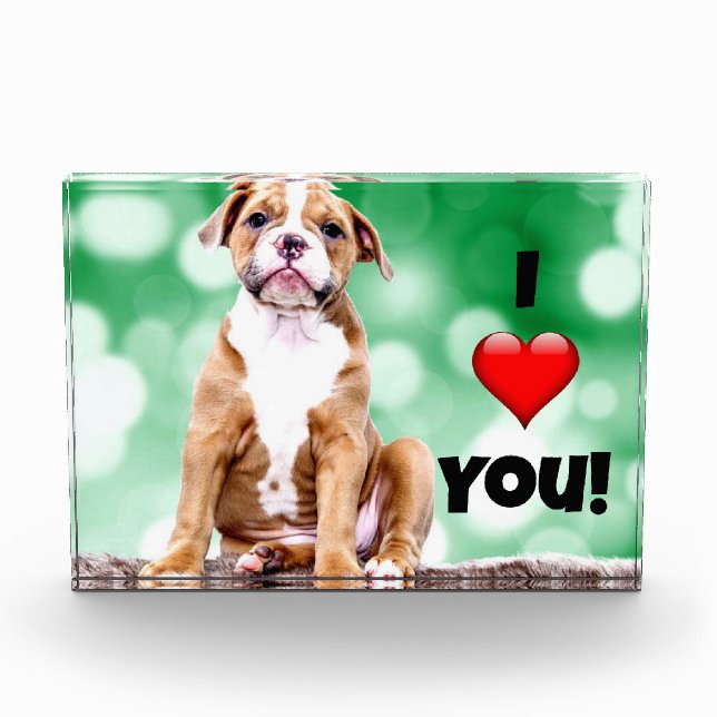 I Love You, Puppy Photo, Acrylic Photo Block (Front)