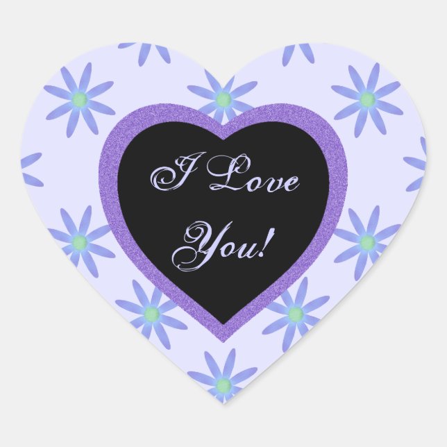 I Love You: Purple Daisy And Heart Stickers (Front)