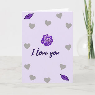 I Love You Purple Rose Art Card