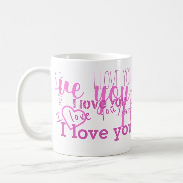 I Love You 💗 Purple White Mug (Left)