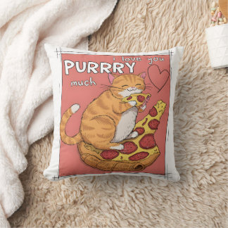 I Love You Purrry Much Funny Cat Lover Gift Cushion