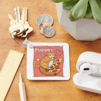 I Love You Purrry Much Funny Cat Lover Gift Key Ring