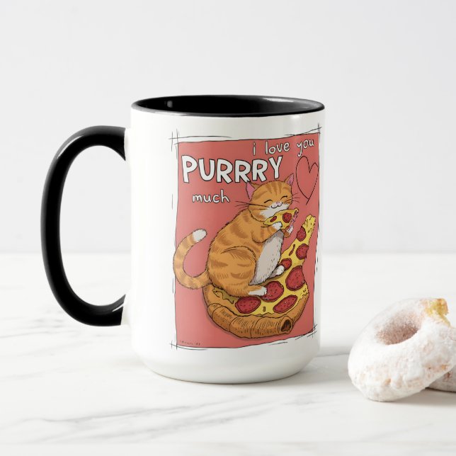 I Love You Purrry Much Funny Cat Lover Gift  Mug (With Donut)
