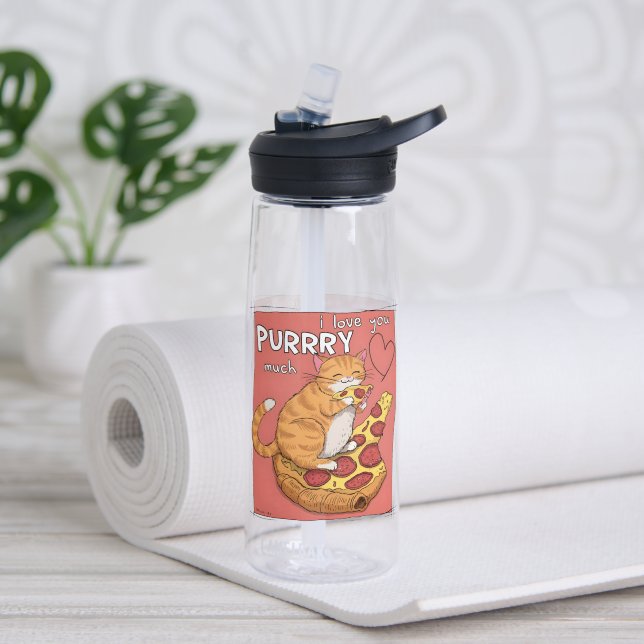 I Love You Purrry Much Funny Cat Lover Gift  Water Bottle (Yoga (Rotated))