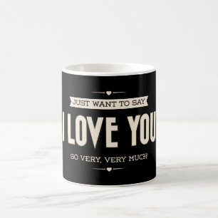 I Love You Quote Blush White & Black Heart Mug