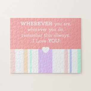 I love you quote saying phrase Pastel Colours Pink Jigsaw Puzzle