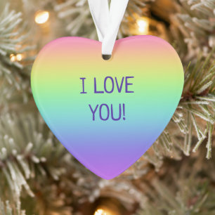 I Love You Rainbow Heart Christmas Ornament