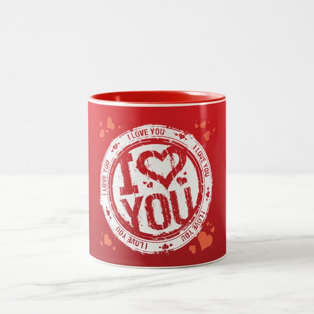 I Love You Red 11 oz Two-Tone Mug (Center)