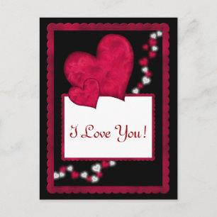 I Love You Red and Black Valentine's Day Postcard