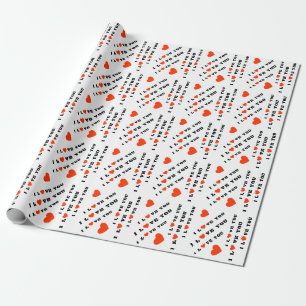 I love you red black white wrapping paper